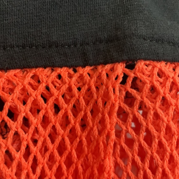 EUC Adorable Vintage Orange Fishnet & Elastic Black Waist Mini Skirt SZ SMALL - Picture 4 of 5